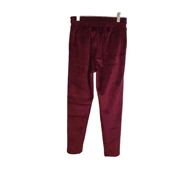Women’s Burgundy Small Soft Pull On Jogging Pants Elastic And Tie Waist Pocket - Picture 4 of 5